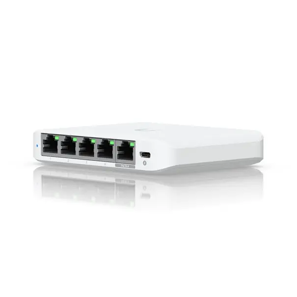 Ubiquiti Switch UniFi 5xRJ45 2.5GBit Compact (incl. NT) Powered by 802.3af/at PoE or USB Type C, Fanless